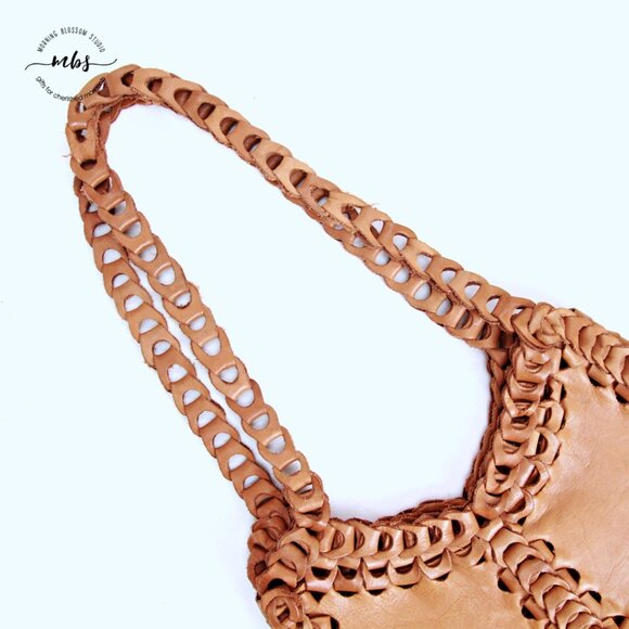 J. Crew Loop Chain Leather Shoulder Bag Tan - Picture 4 of 9